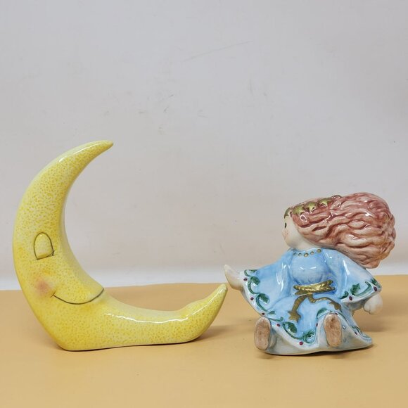 Fitz And Floyd Moon Beams Angel & Crescent Moon Salt & Pepper Shaker Set - Picture 2 of 12